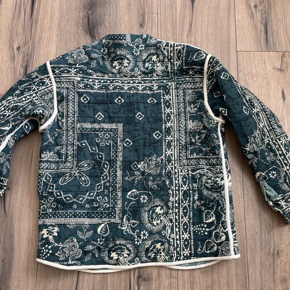 Zara Reversible Quilted Coat Size Small Green Paisley Bandana Jacket OVERSIZED - Picture 11 of 11